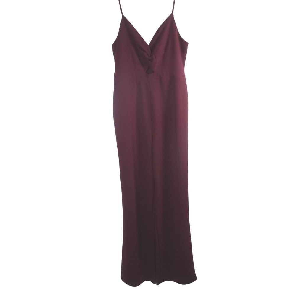 Francescas Harper & Sky Burgundy Twist Front‎ Cutout Wide Leg Jumpsuit Large NWT